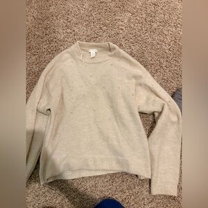 H&M Cream Sweater with Pearl Accents